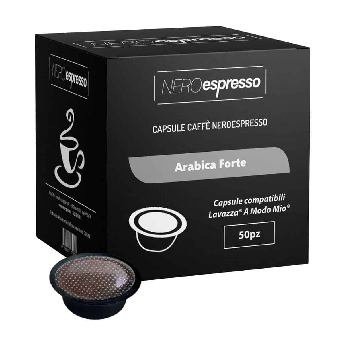 50 Capsule Caffè “Arabica Forte” Compatibili Lavazza A Modo Mio - Nero  Espresso
