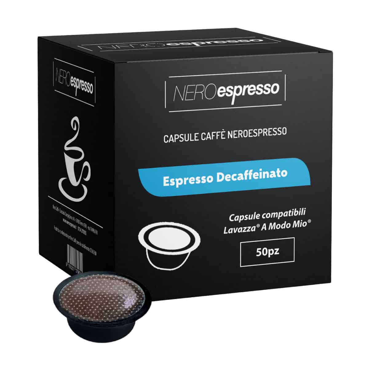 50 Capsule Caffè “Espresso Decaffeinato” Compatibili Lavazza A Modo Mio -  Nero Espresso