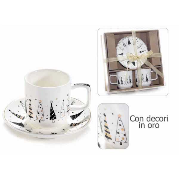 set di tazzina con decori in oro