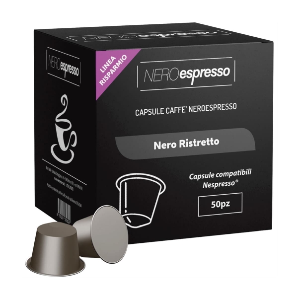 50 Capsule Caffè “Nero Ristretto" Compatibili Nespresso