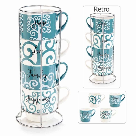 set tazze di porcellana con decori