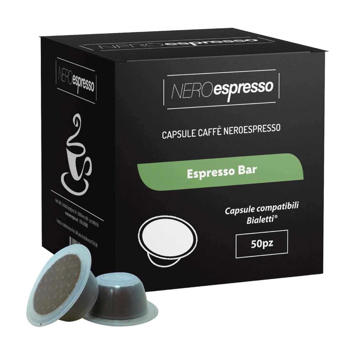 50 Capsule Caffè “Espresso Bar” Compatibili Bialetti - Nero Espresso