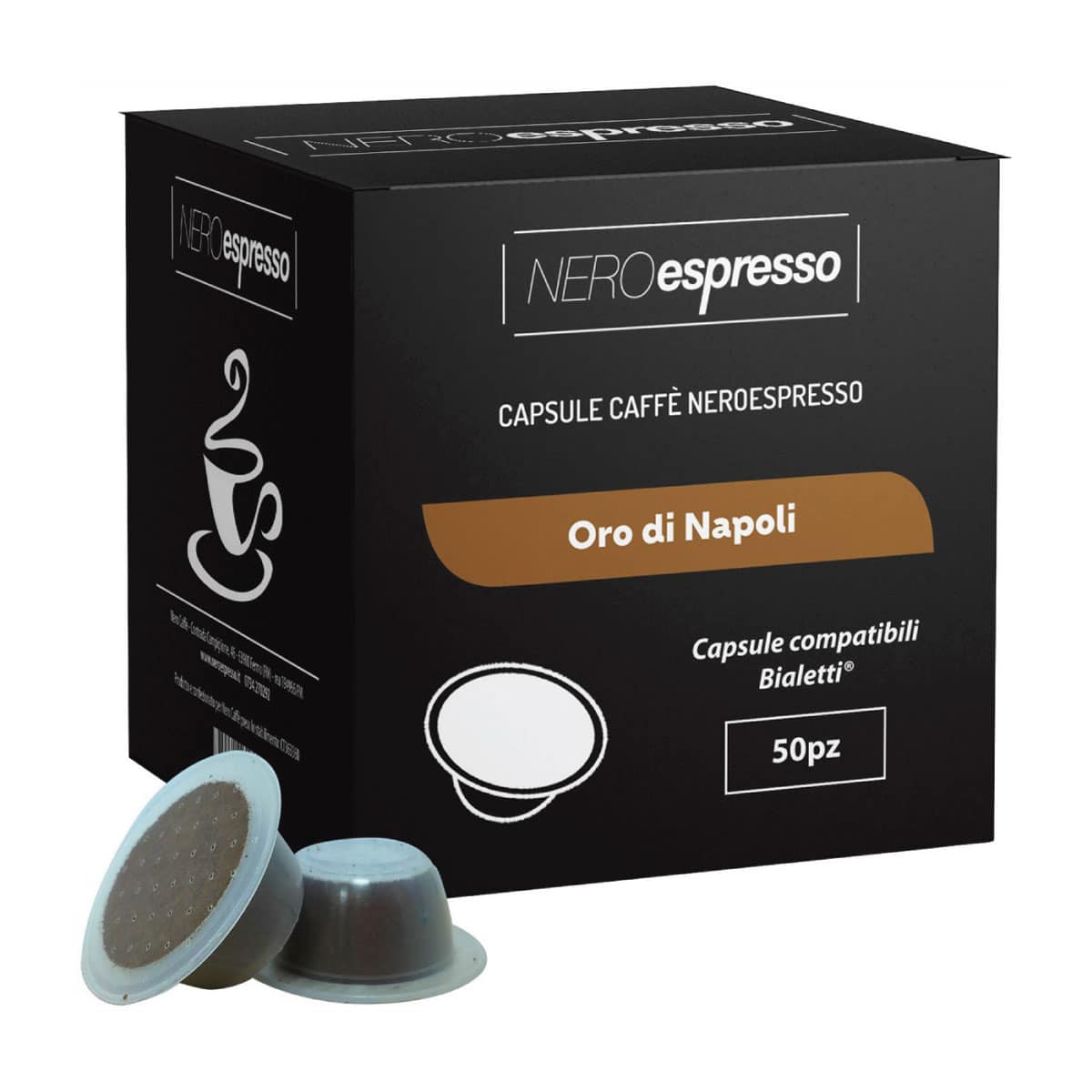 50 Capsule Caffè “Oro di Napoli” Compatibili Bialetti - Nero Espresso