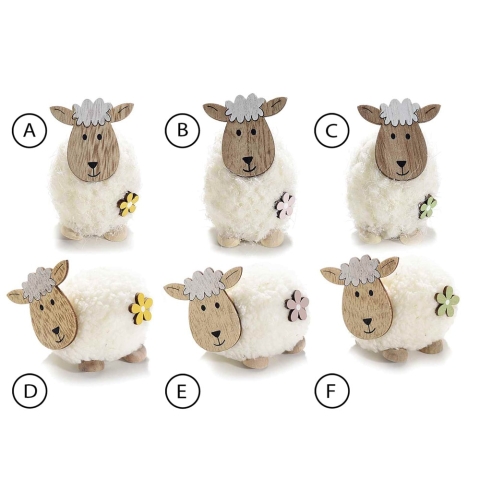 pecorelle decorative in legno e lana
