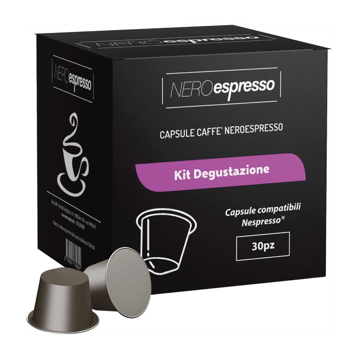 Kit Degustazione 30 Capsule Caffè Compatibili Nespresso - Nero Espresso