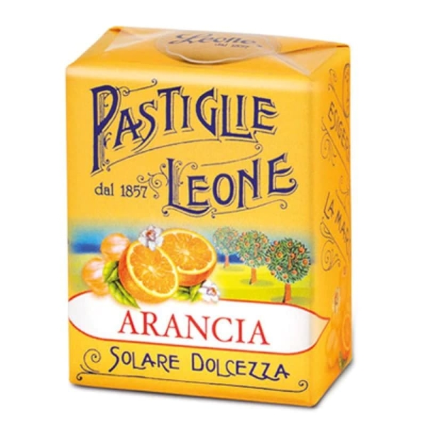 confezione di pastiglie leone gusto arancio