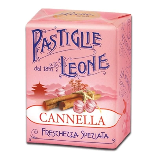 confezione di pastiglie leone gusto cannella