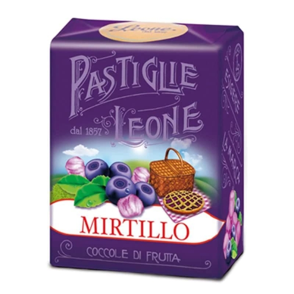 confezione di pastiglie leone gusto mirtillo